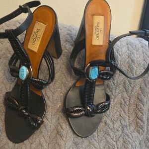 Valentino Black Heels with Blue Detail